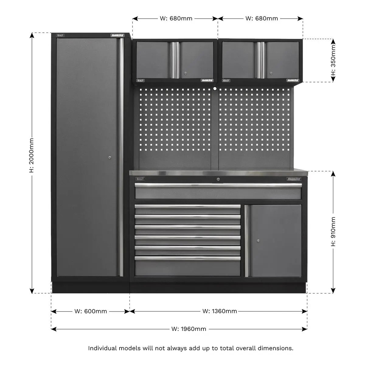 Sealey Superline Pro Superline PRO® 1.96m Storage System - Stainless Steel Worktop - Image 15