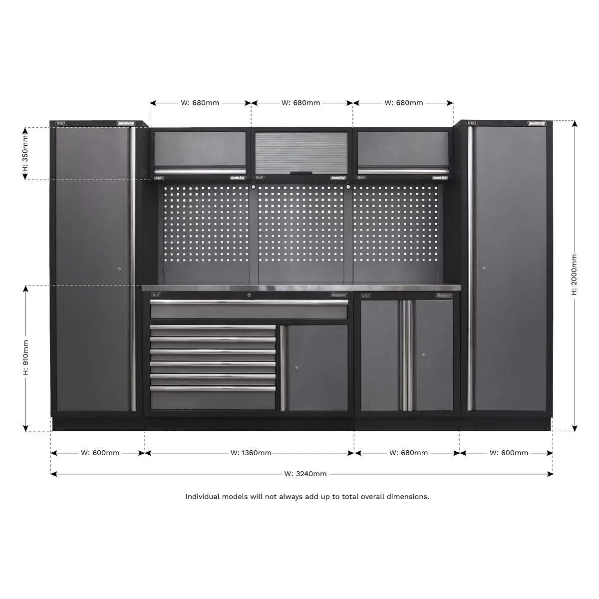 Sealey Superline Pro Superline PRO® 3.24m Storage System - Stainless Steel Worktop - Image 17
