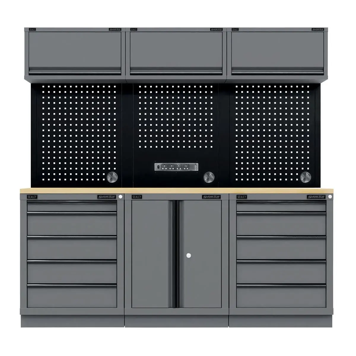Sealey Superline Pro Superline PRO® Black Edition Storage System with Rubber Wood Worktop 2.04m