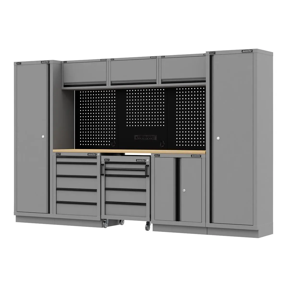 Sealey Superline Pro Superline PRO® Black Edition Storage System with Rubber Wood Worktop 3.24m - Image 8
