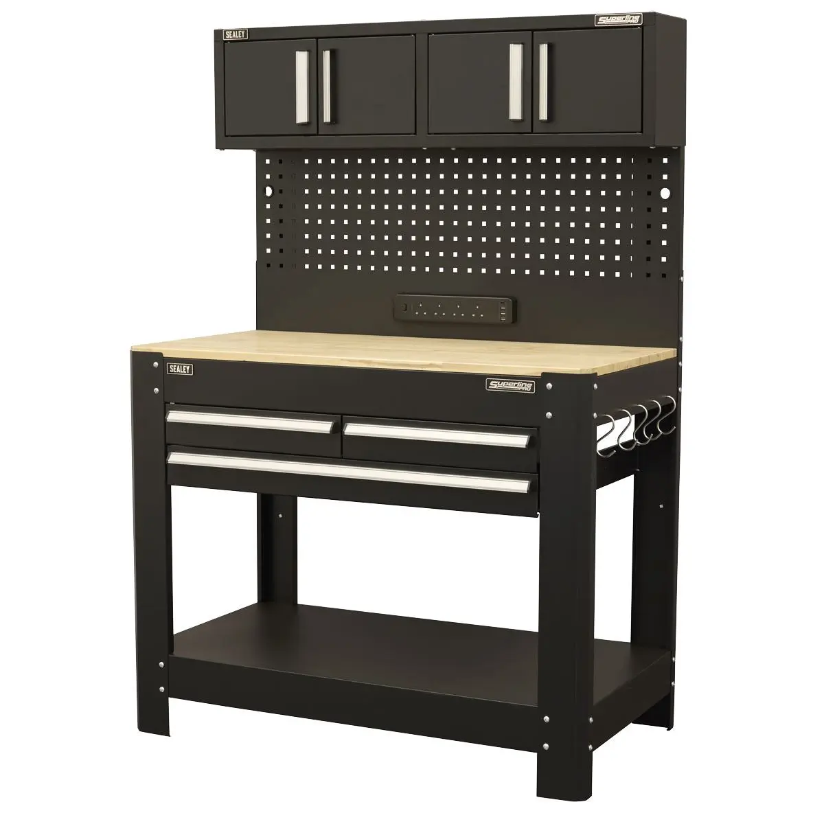 Sealey Superline Pro Superline PRO® Workbench with Pegboard Back Panel, Power Bar & Wooden Worktop - Image 2