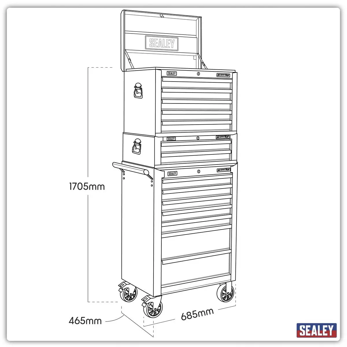 Sealey Superline Pro Tool Chest Combination 14 Drawer with Ball-Bearing Slides - Green & 1179pc Tool Kit - Image 2