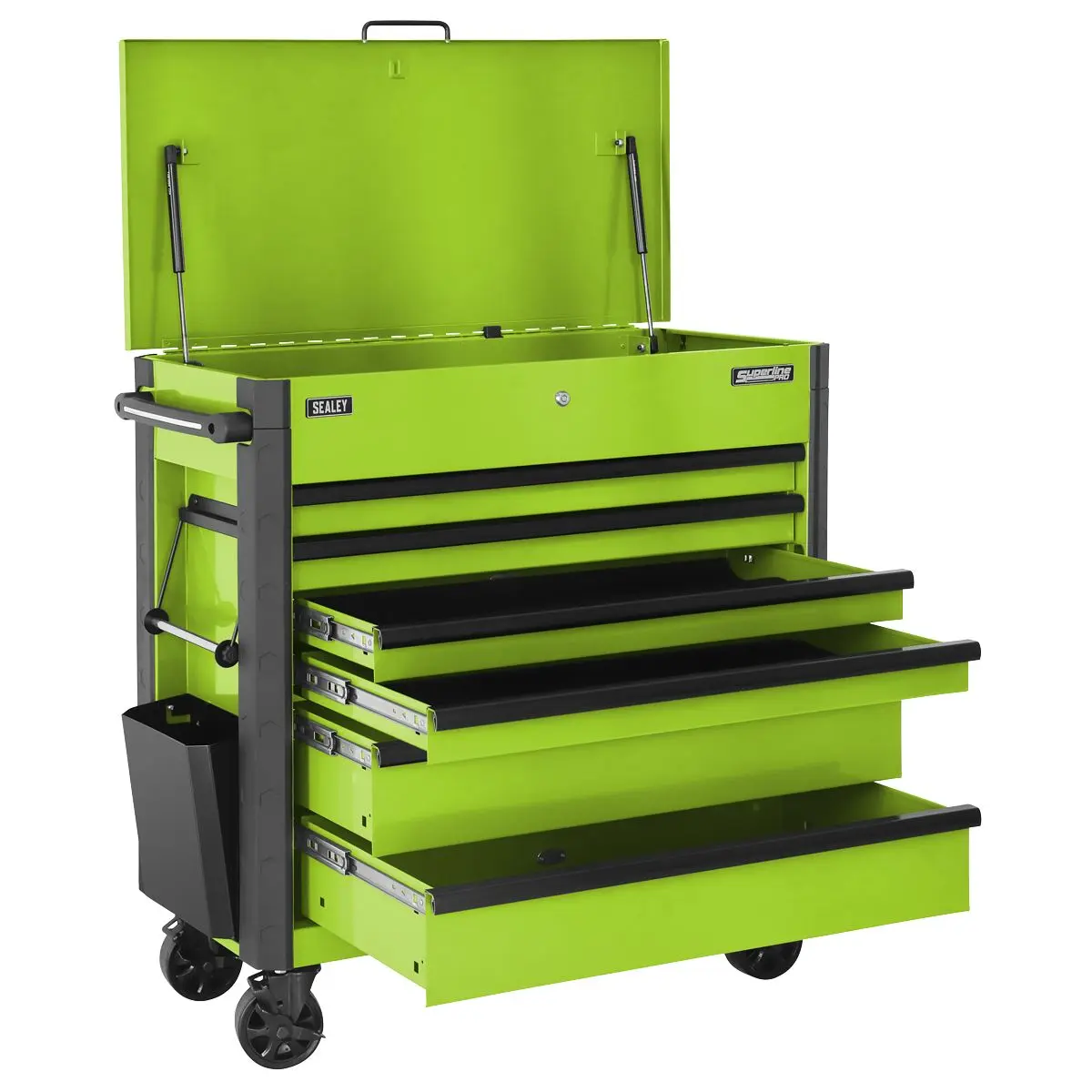 Sealey Superline Pro Tool Trolley 6 Drawer with Ball Bearing Slides - Green - Image 5