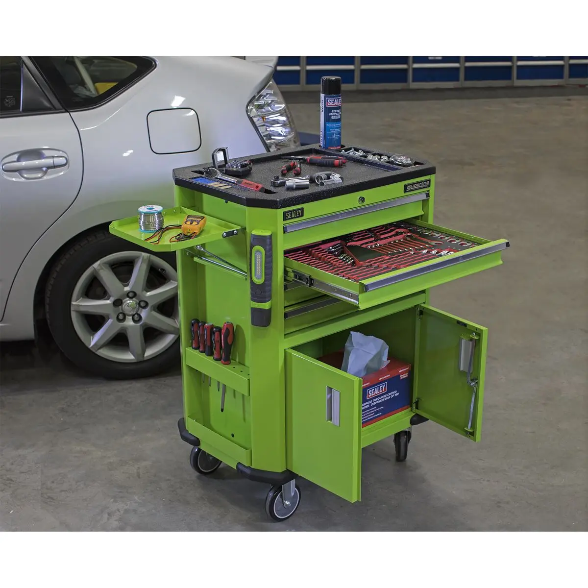 Sealey Superline Pro Tool Trolley with 4 Drawers & 2 Door Cupboard - Image 9