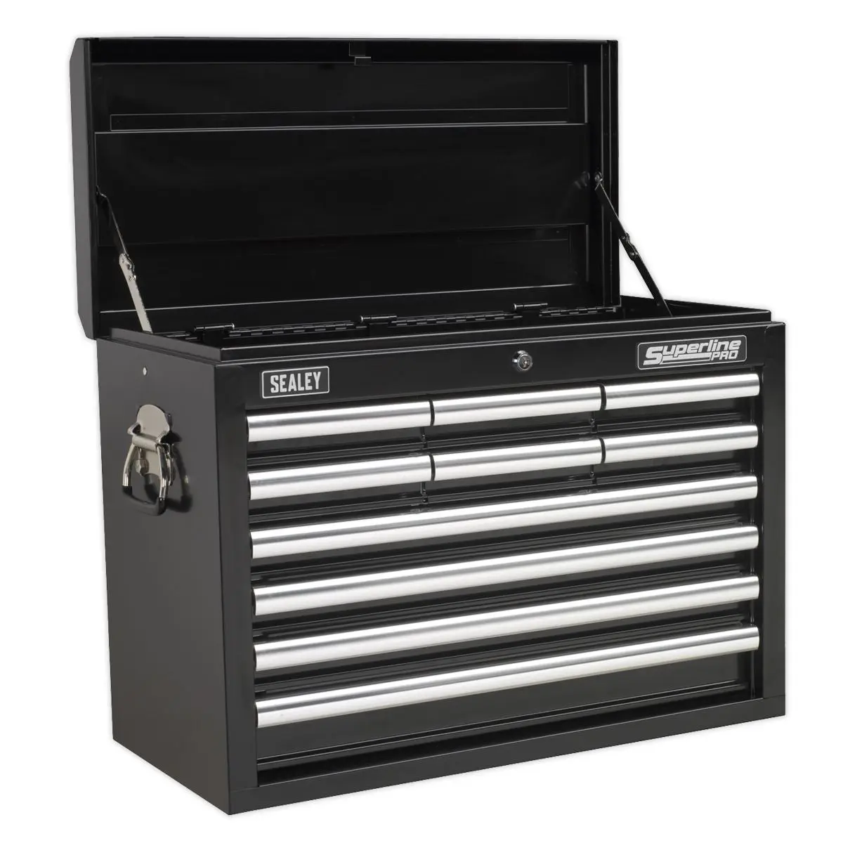 Sealey Superline Pro Topchest 10 Drawer with Ball-Bearing Slides - Black & 140pc Tool Kit - Image 6