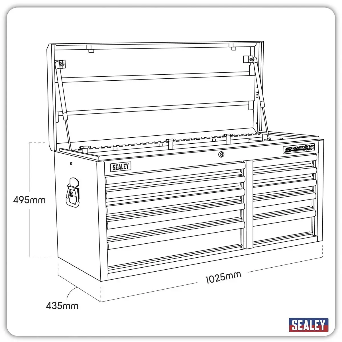 Sealey Superline Pro Topchest 10 Drawer with Ball-Bearing Slides Heavy-Duty - Red - Image 6