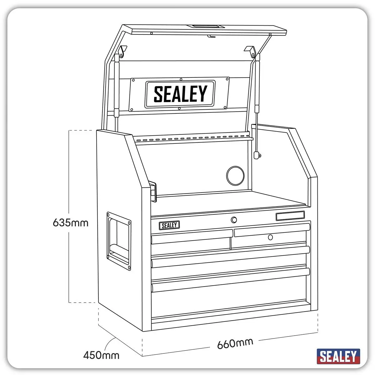 Sealey Superline Pro Topchest 4 Drawer 660mm with Soft Close Drawers & Power Strip - Image 10