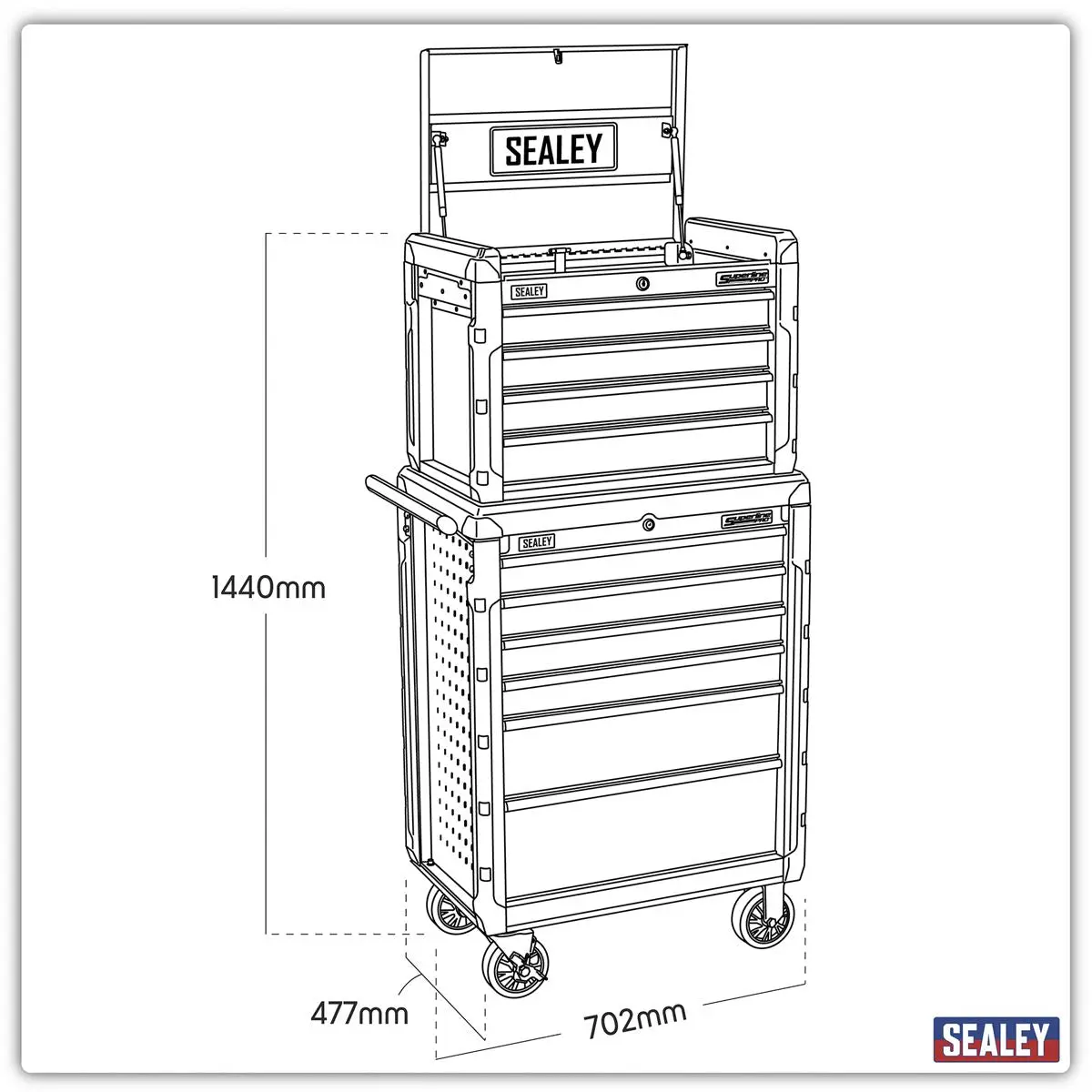 Sealey Superline Pro Topchest 4 Drawer & Rollcab 6 Drawer Combination - Image 8