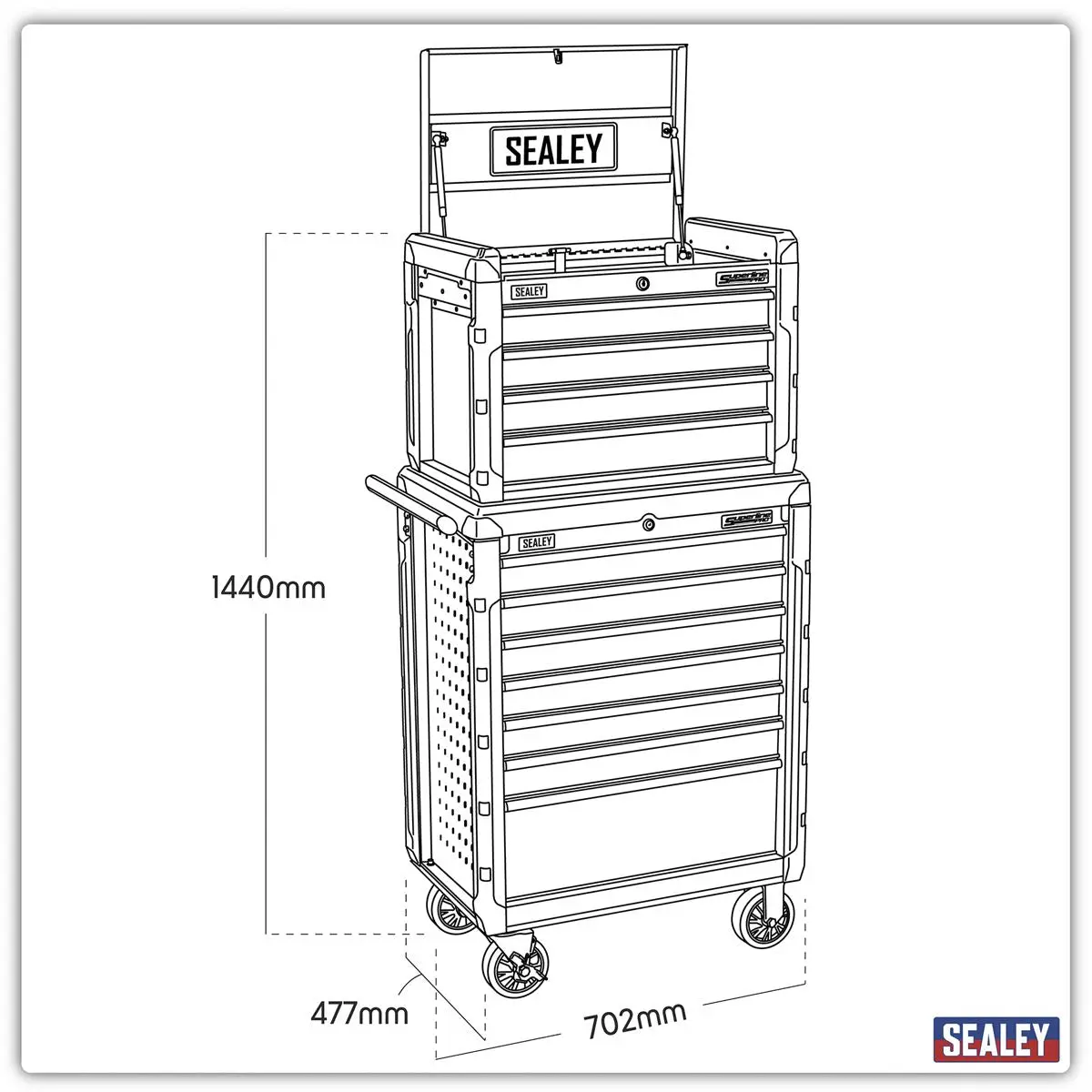 Sealey Superline Pro Topchest 4 Drawer & Rollcab 7 Drawer Combination - Image 2