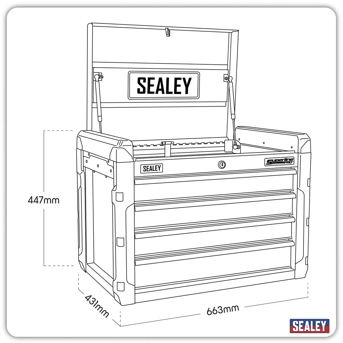 Sealey Superline Pro Topchest 4 Drawer with Ball-Bearing Slides - Image 5