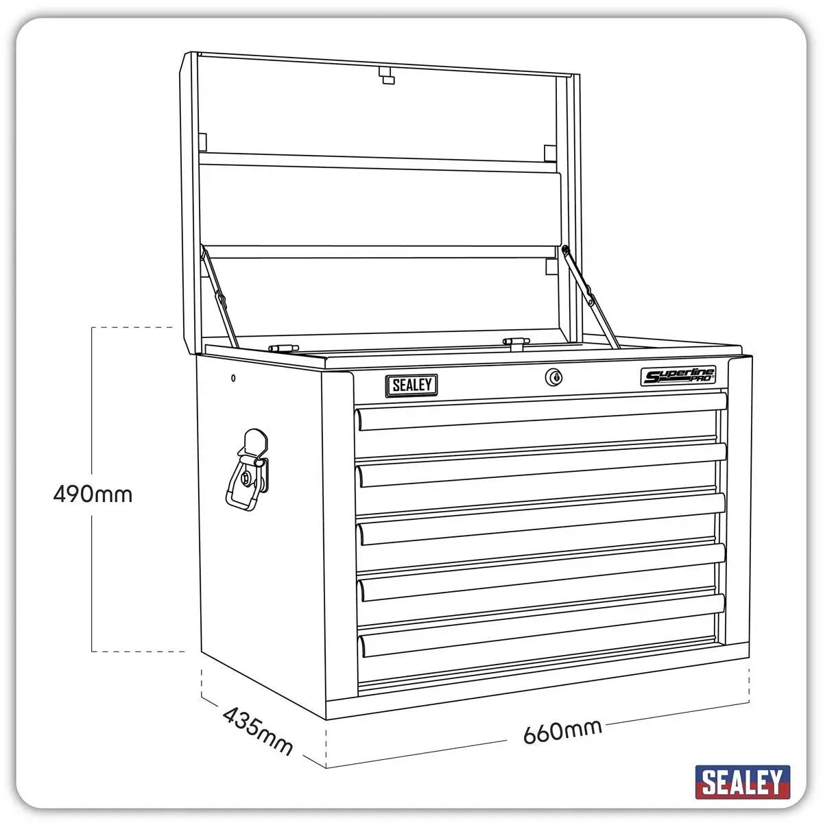 Sealey Superline Pro Topchest 5 Drawer with Ball-Bearing Slides - Black - Image 2