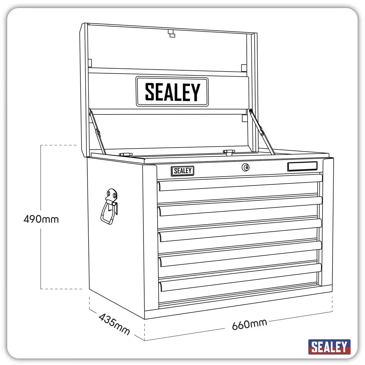 Sealey Superline Pro Topchest 5 Drawer with Ball-Bearing Slides - Green/Black - Image 2