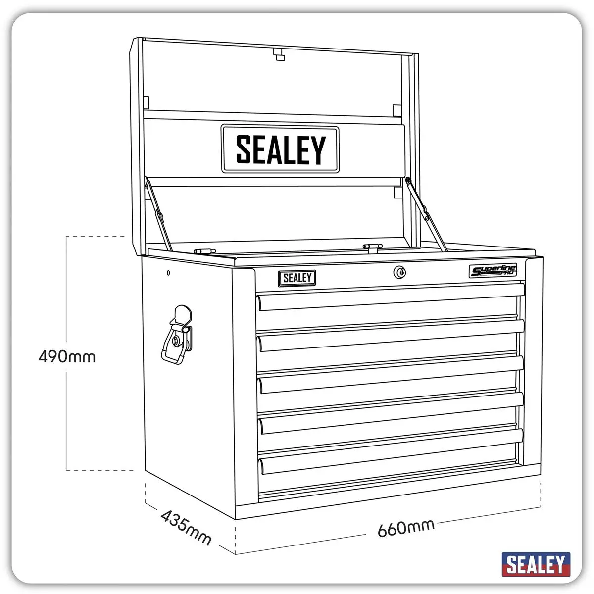 Sealey Superline Pro Topchest 5 Drawer with Ball-Bearing Slides - Grey/Black - Image 9