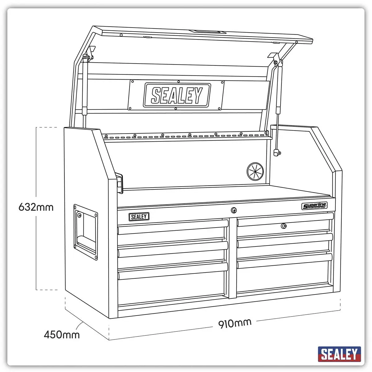 Sealey Superline Pro Topchest 6 Drawer 910mm with Soft Close Drawers & Power Strip - Image 8