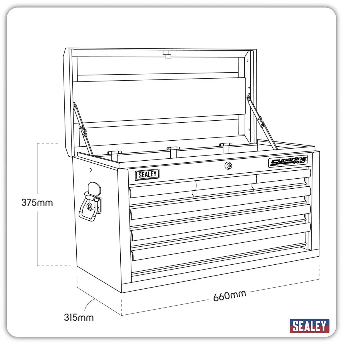 Sealey Superline Pro Topchest 6 Drawer with Ball-Bearing Slides - Red - Image 8