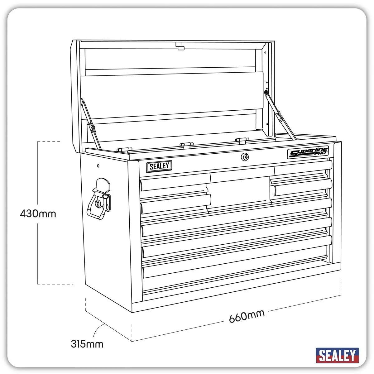 Sealey Superline Pro Topchest 8 Drawer with Ball-Bearing Slides - Black - Image 4