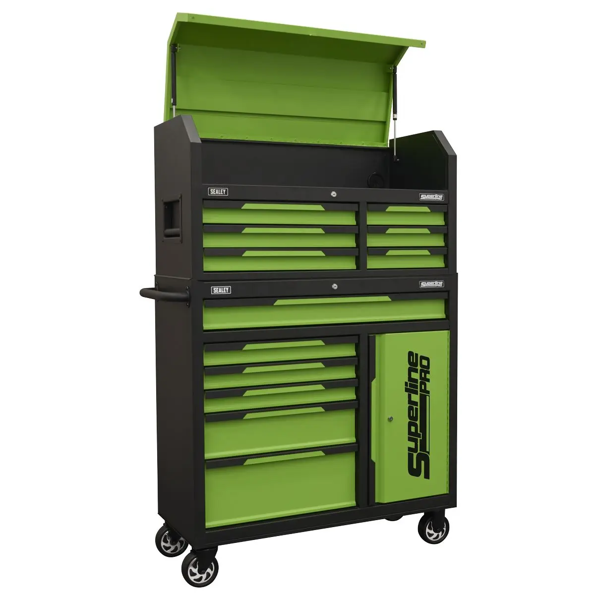 Sealey Superline Pro® Topchest & Rollcab Combination 12 Drawer & 1 Door Cupboard - Green
