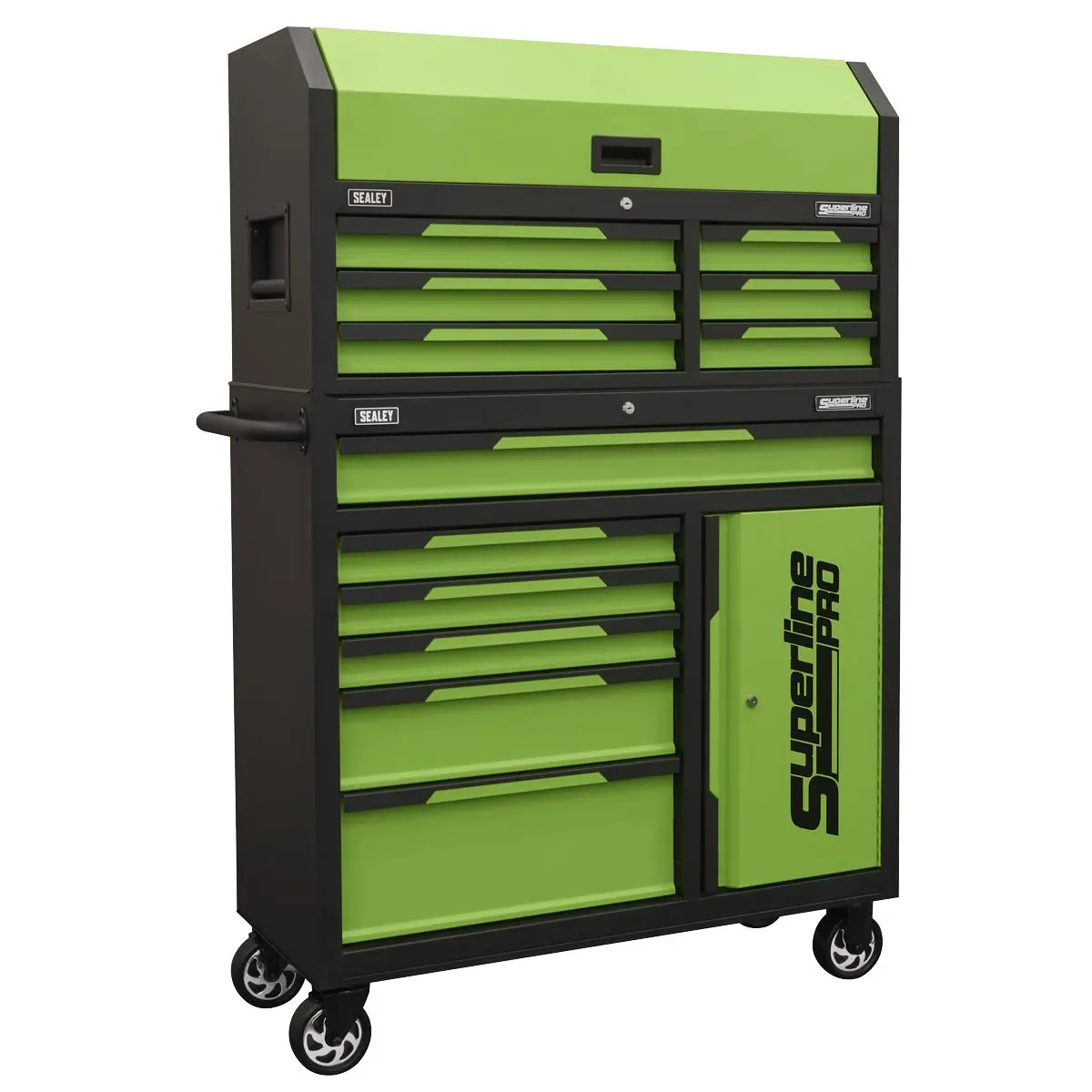 Sealey Superline Pro® Topchest & Rollcab Combination 12 Drawer & 1 Door Cupboard - Green - Image 2