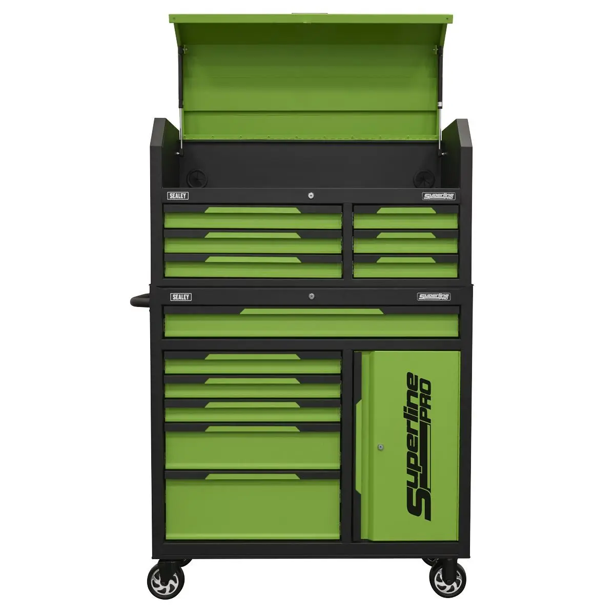 Sealey Superline Pro® Topchest & Rollcab Combination 12 Drawer & 1 Door Cupboard - Green - Image 3