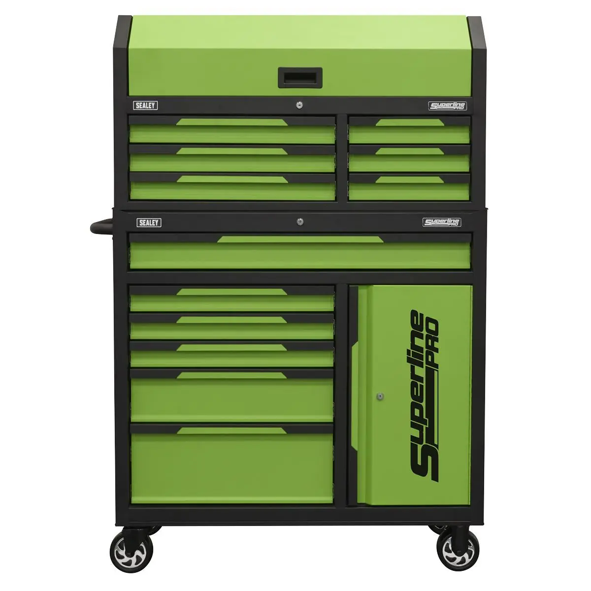 Sealey Superline Pro® Topchest & Rollcab Combination 12 Drawer & 1 Door Cupboard - Green - Image 4