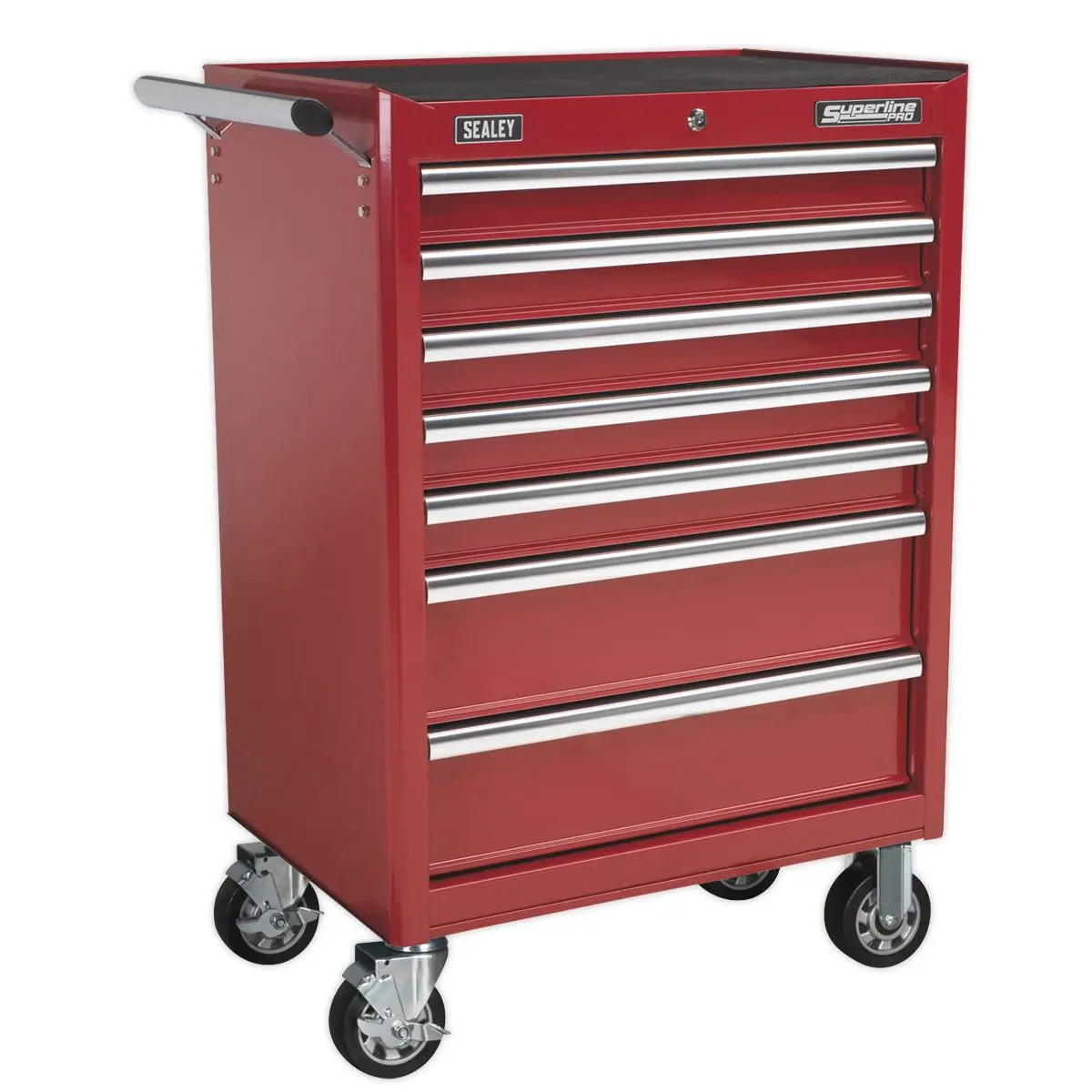 Sealey Superline Pro Topchest & Rollcab Combination 15 Drawer with Ball-Bearing Slides - Red & 148pc Tool Kit - Image 5