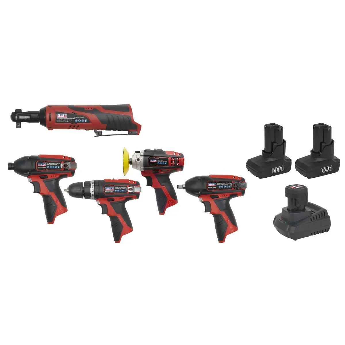 Sealey SV12 Series 6 x 12V Cordless Power Tool Kit - 3 Batteries - Image 13