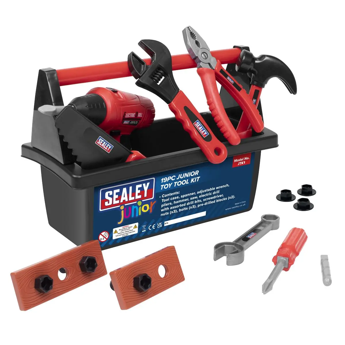 Sealey Toy Tool Kit Junior Child Childrens Drill Spanner Wrench Hammer 19pc - Image 2