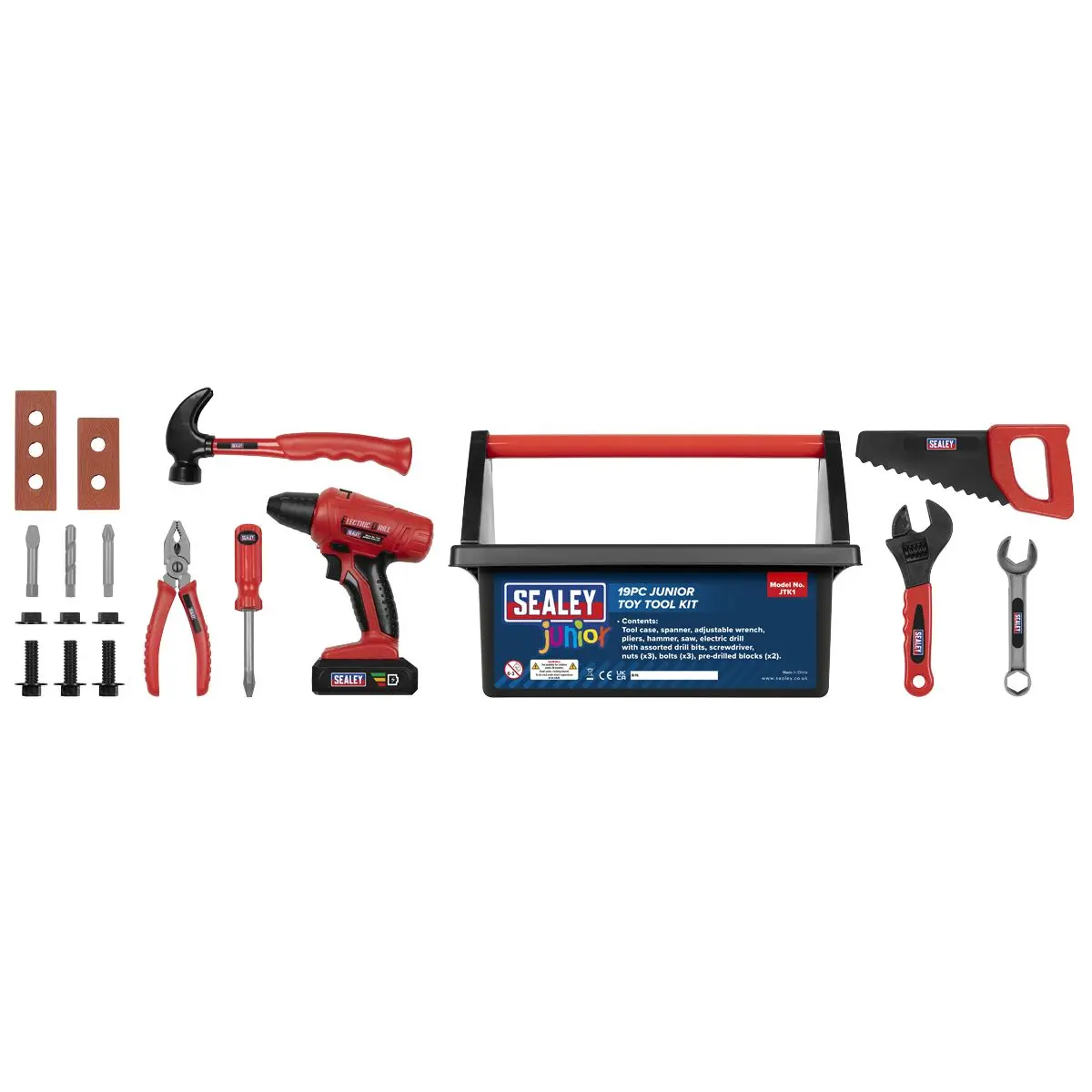 Sealey Toy Tool Kit Junior Child Childrens Drill Spanner Wrench Hammer 19pc - Image 3