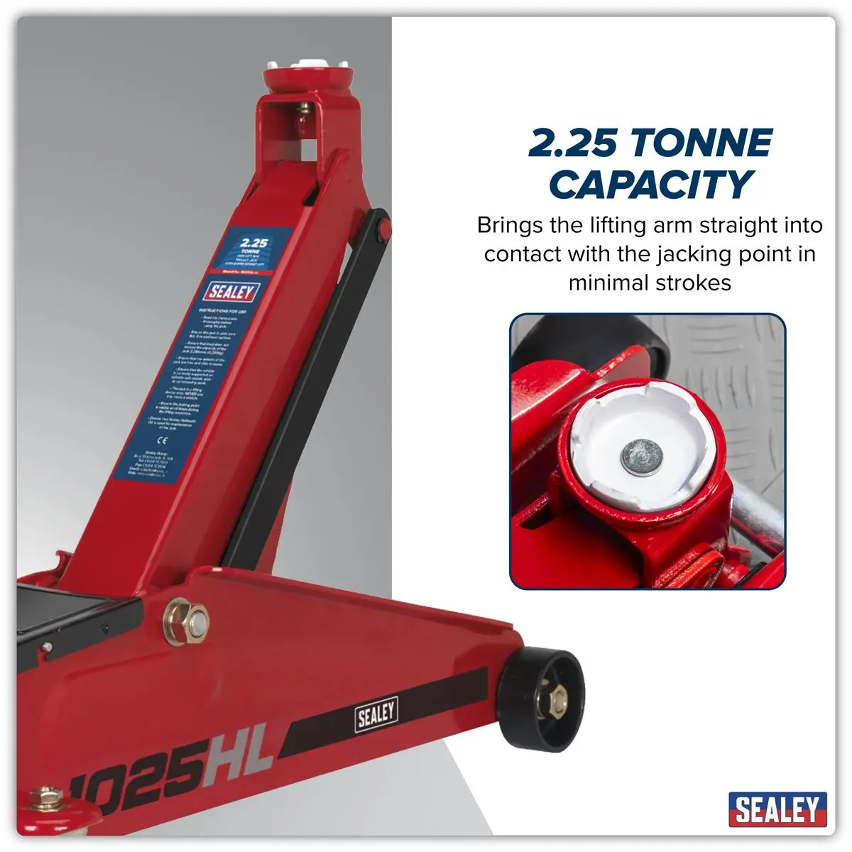 Sealey High Lift SUV Trolley Jack with Super Rocket Lift 2.25 Tonne - Image 2