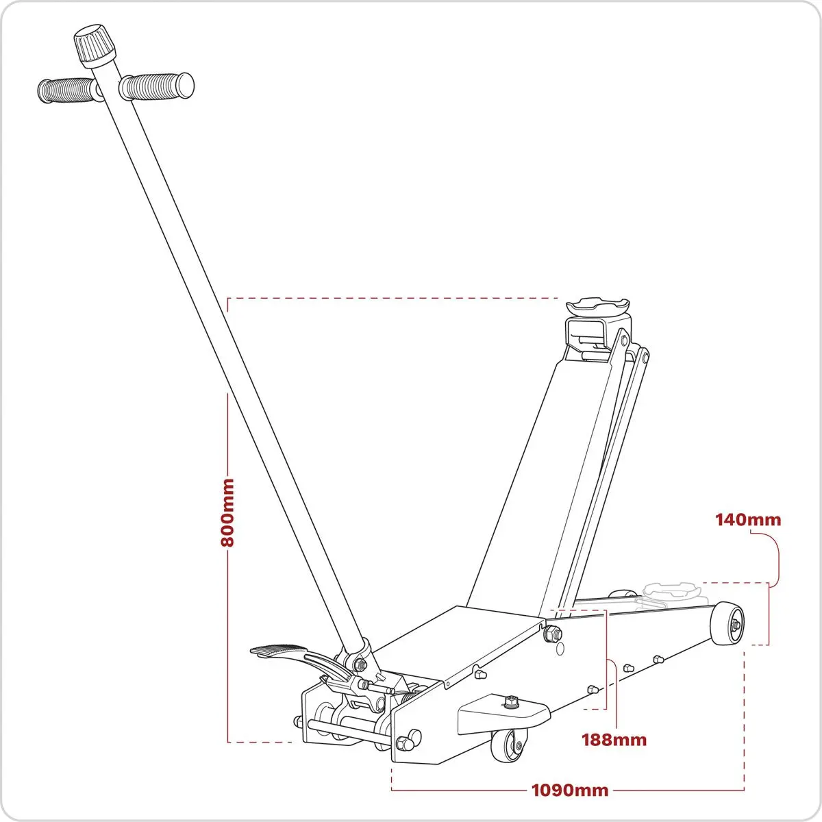 Sealey Long Reach High Lift Commercial Trolley Jack 2 Tonne - Image 2