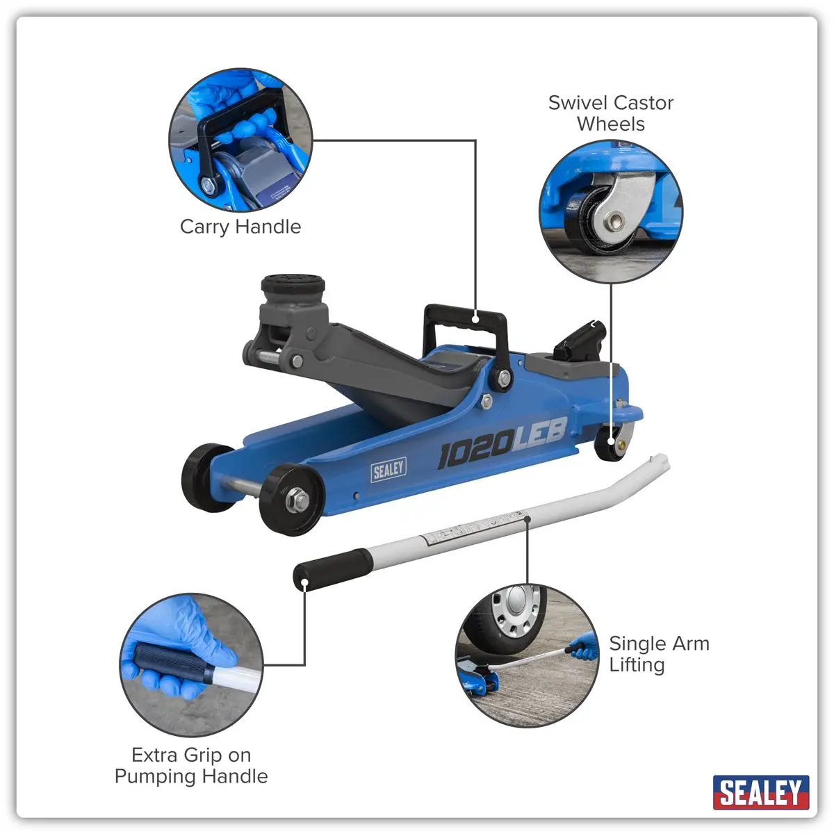 Sealey Low Profile Short Chassis Trolley Jack 2 Tonne - Blue - Image 15