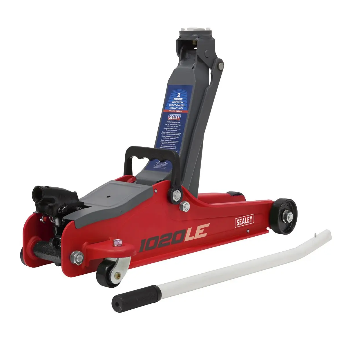 Sealey Low Entry Short Chassis Trolley Jack & Accessories Bag Combo, 2 Tonne - Red - Image 2
