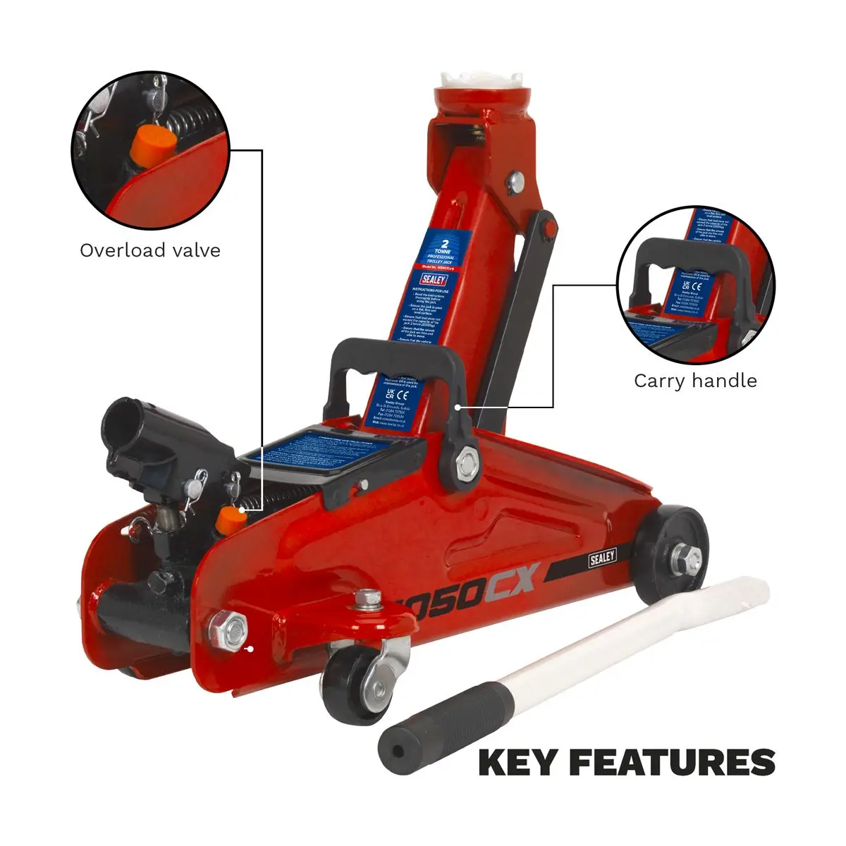 Sealey Short Chassis Trolley Jack 2 Tonne - Image 8