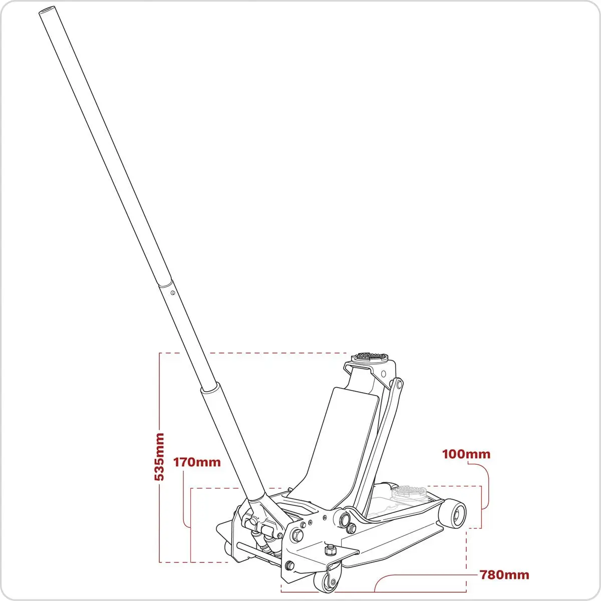 Sealey Low Profile Long Reach Trolley Jack with Rocket Lift 3 Tonne - Image 4