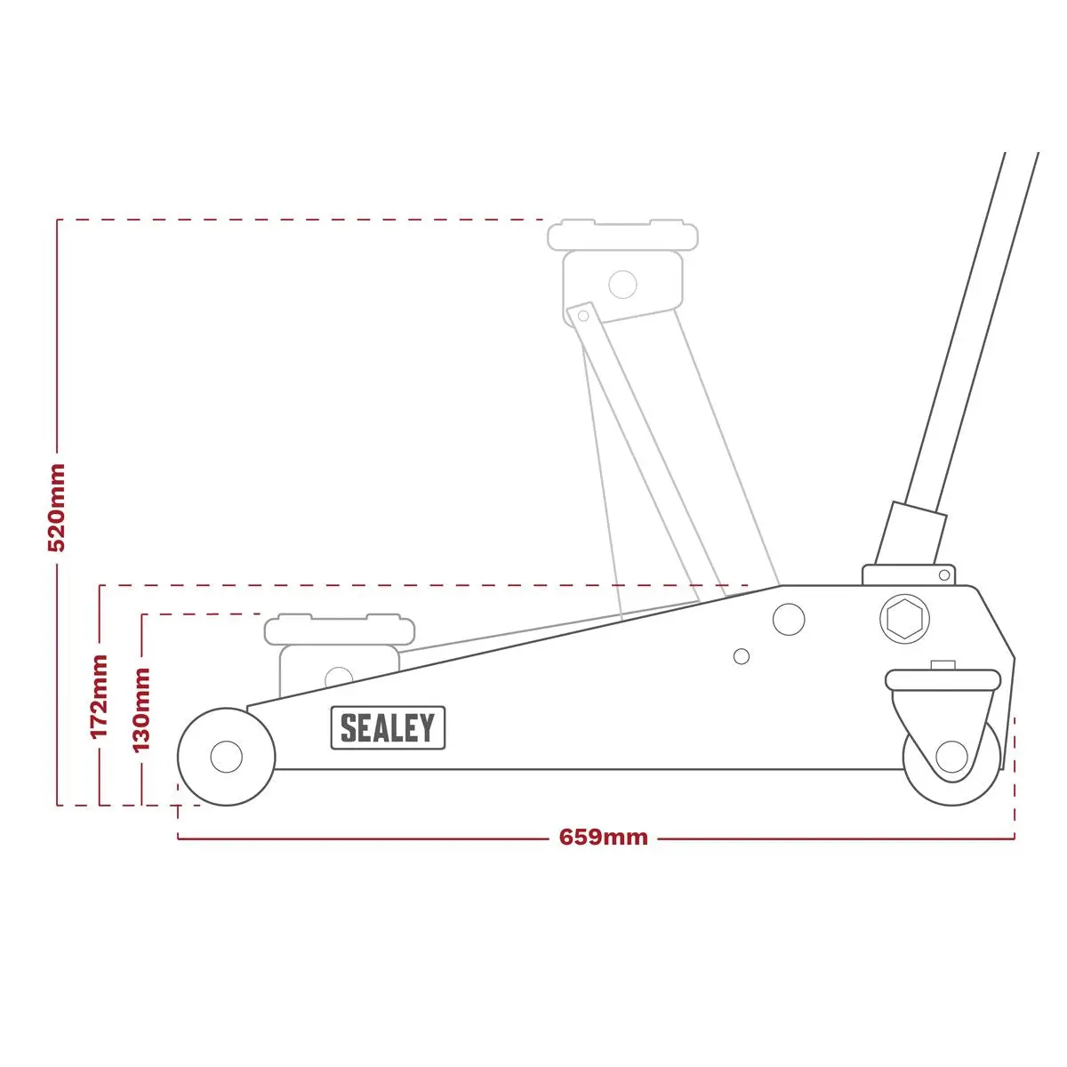 Sealey Trolley Jack 3 Tonne & Axle Stands (Pair) 3 Tonne per Stand Combo - Image 10