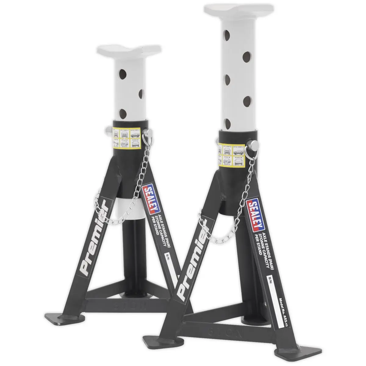 Sealey Trolley Jack 3 Tonne & Axle Stands (Pair) 3 Tonne per Stand Combo - Image 3