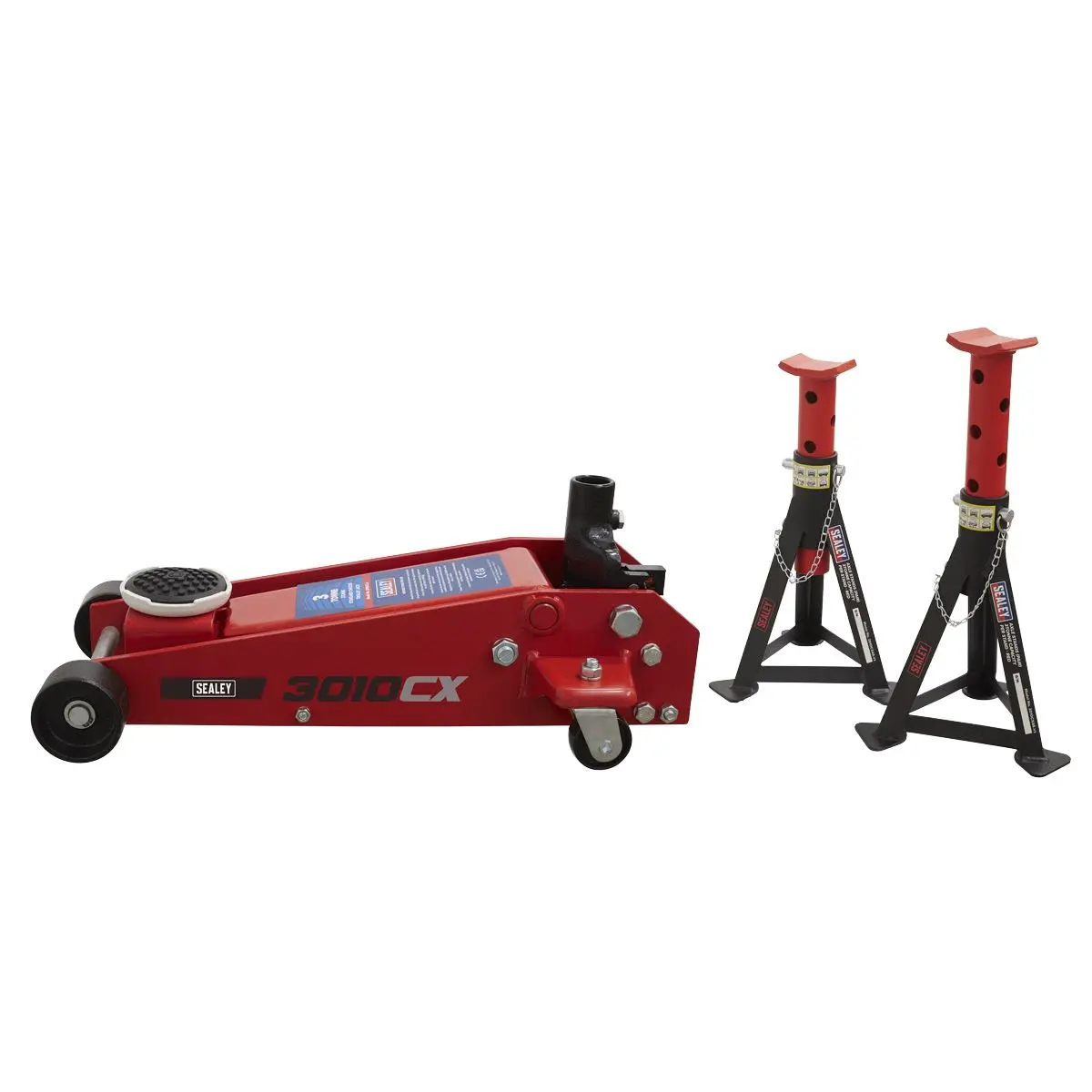 Sealey Standard Chassis Trolley Jack 3 Tonne with Axle Stands (Pair) 3 Tonne Capacity per Stand - Image 7