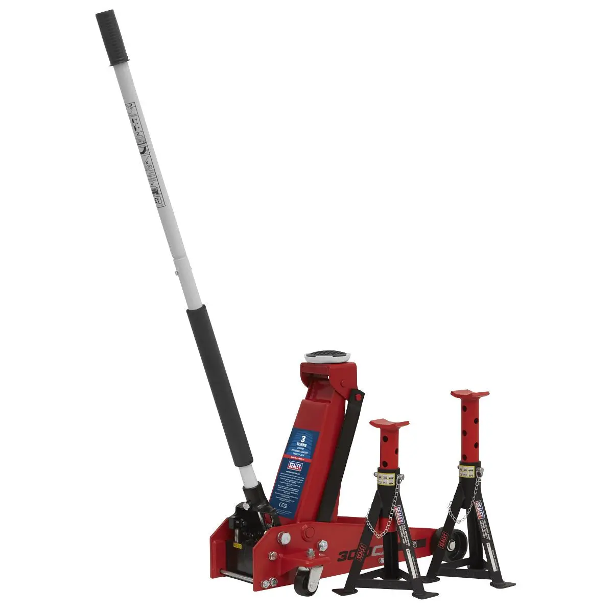 Sealey Standard Chassis Trolley Jack 3 Tonne with Axle Stands (Pair) 3 Tonne Capacity per Stand - Image 8
