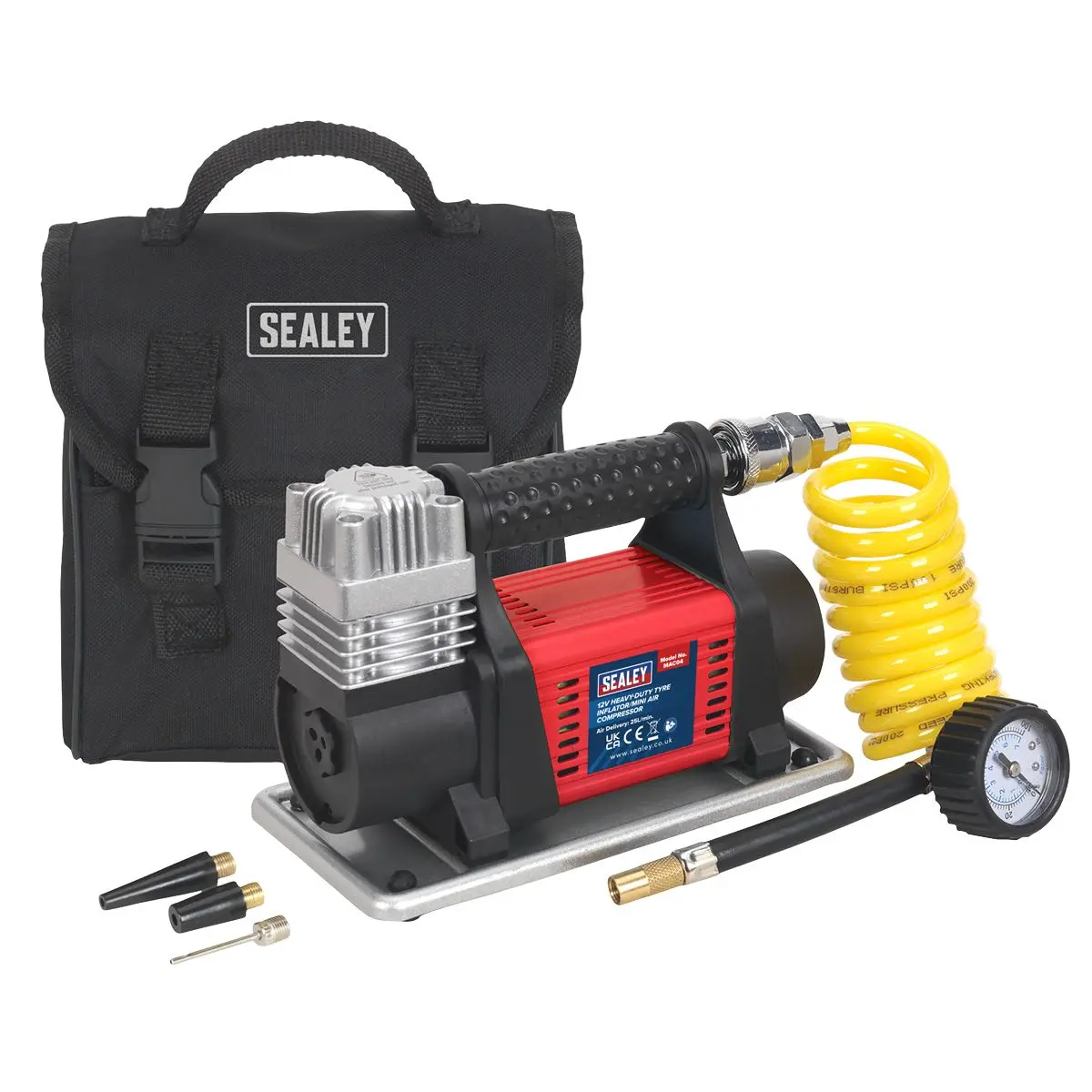 Sealey Tyre Inflator/Mini Air Compressor 12V Heavy-Duty - Image 4