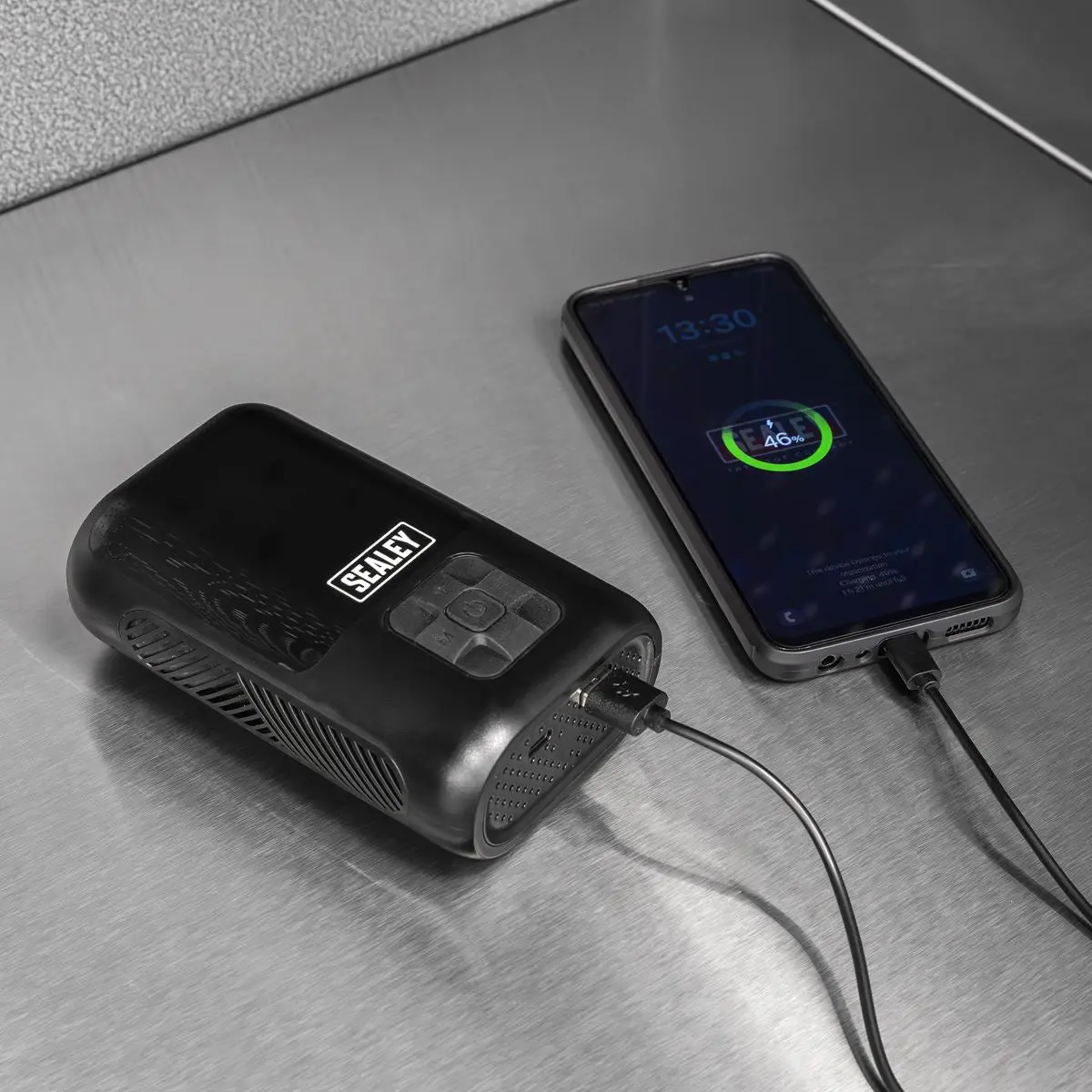 Sealey Tyre Inflator & Power Bank with Worklight Rechargeable - Image 6