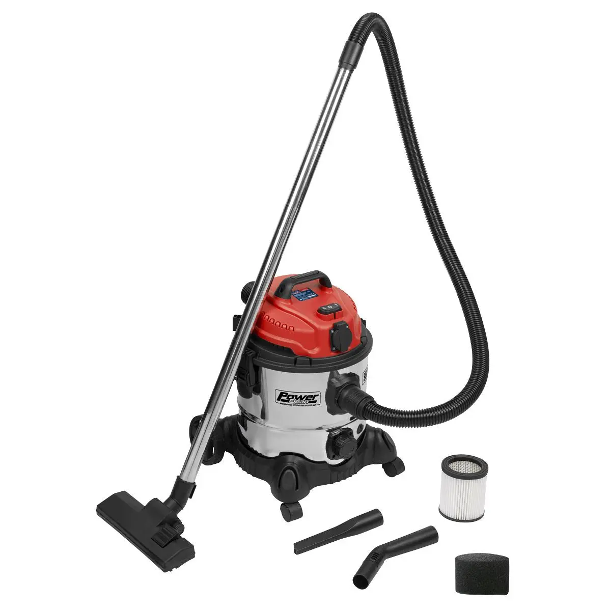 Sealey Vacuum Cleaner Industrial 20L 1400W/230V Stainless Drum Auto Start