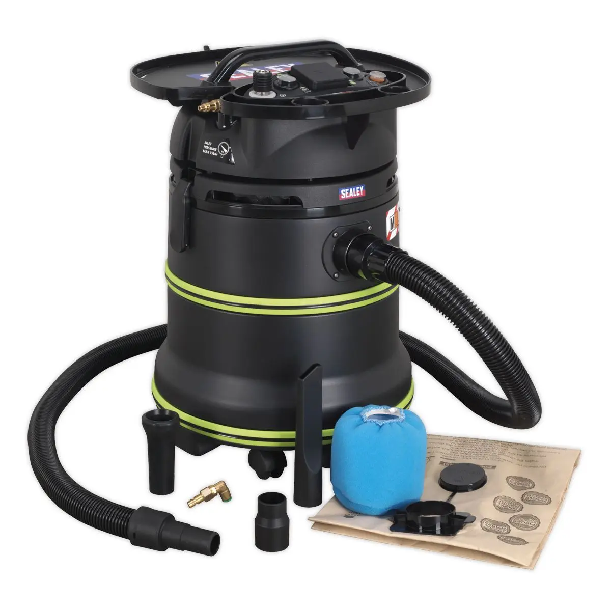 Sealey Vacuum Cleaner Industrial Dust-Free Wet/Dry 35L 1000W/230V Plastic Drum M-Class Self-Clean Filter - Image 4