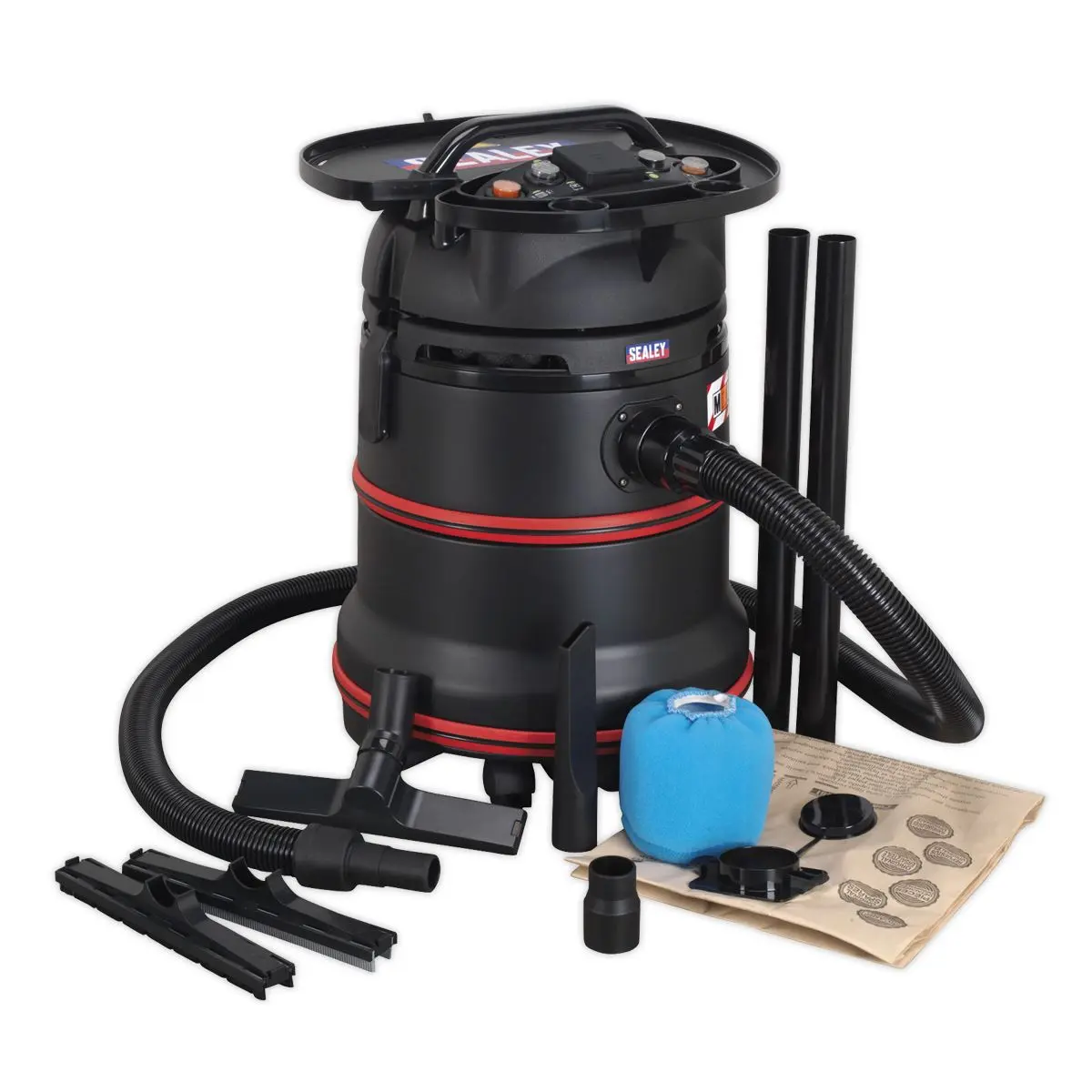 Sealey Vacuum Cleaner Industrial Wet/Dry 35L 1200W/230V Plastic Drum M Class Filtration Self-Clean Filter - Image 3