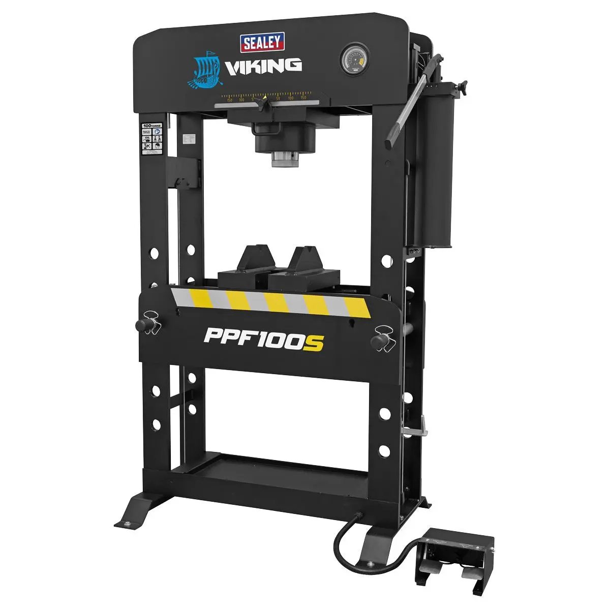 Sealey Viking Floor Type Air/Hydraulic Press with Sliding Ram & Foot Pedal 100 Tonne - Image 9