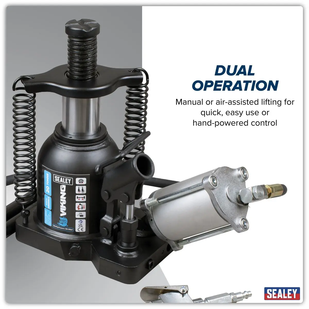 Sealey Viking Manual/Air Hydraulic Bottle Jack 20 Tonne - Image 2