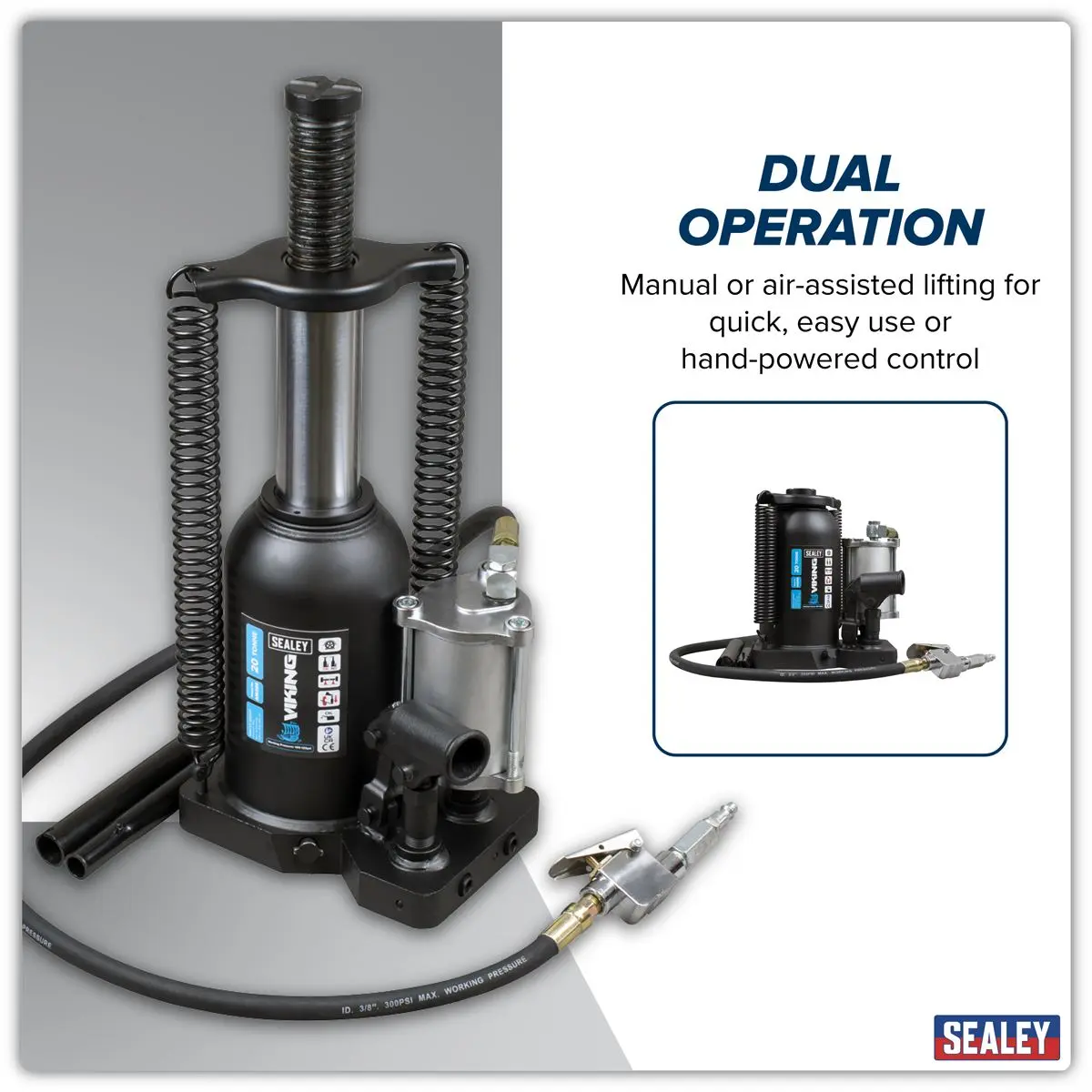 Sealey Viking Manual/Air Hydraulic Bottle Jack 20 Tonne - Image 5