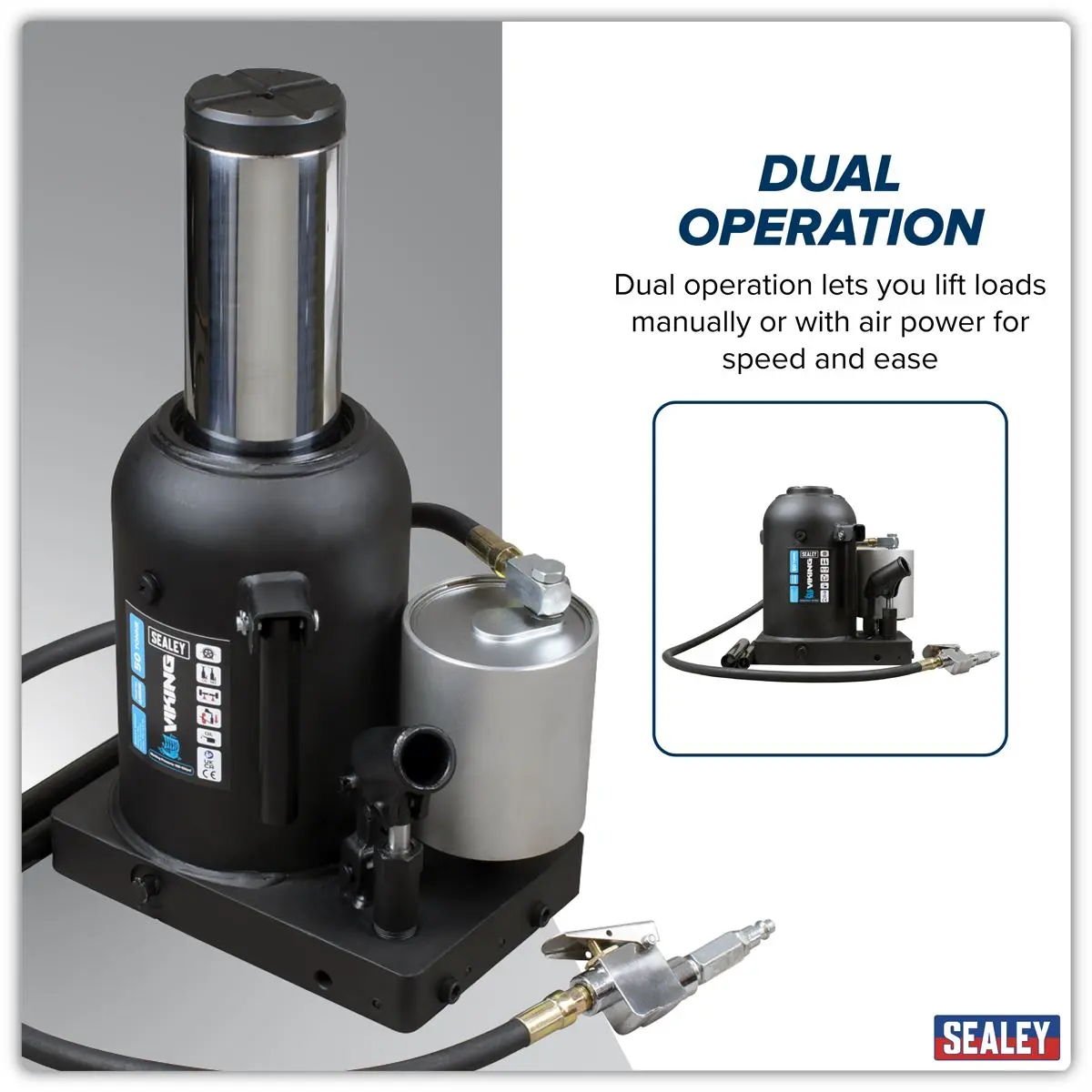 Sealey Viking Manual/Air Hydraulic Bottle Jack 50 Tonne - Image 2