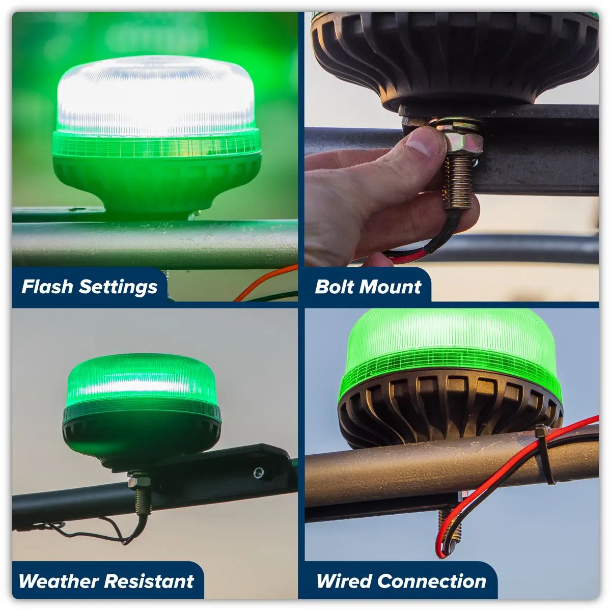 Sealey Warning Beacon SMD LED 12/24V 12mm Bolt Fixing - Green - Image 9