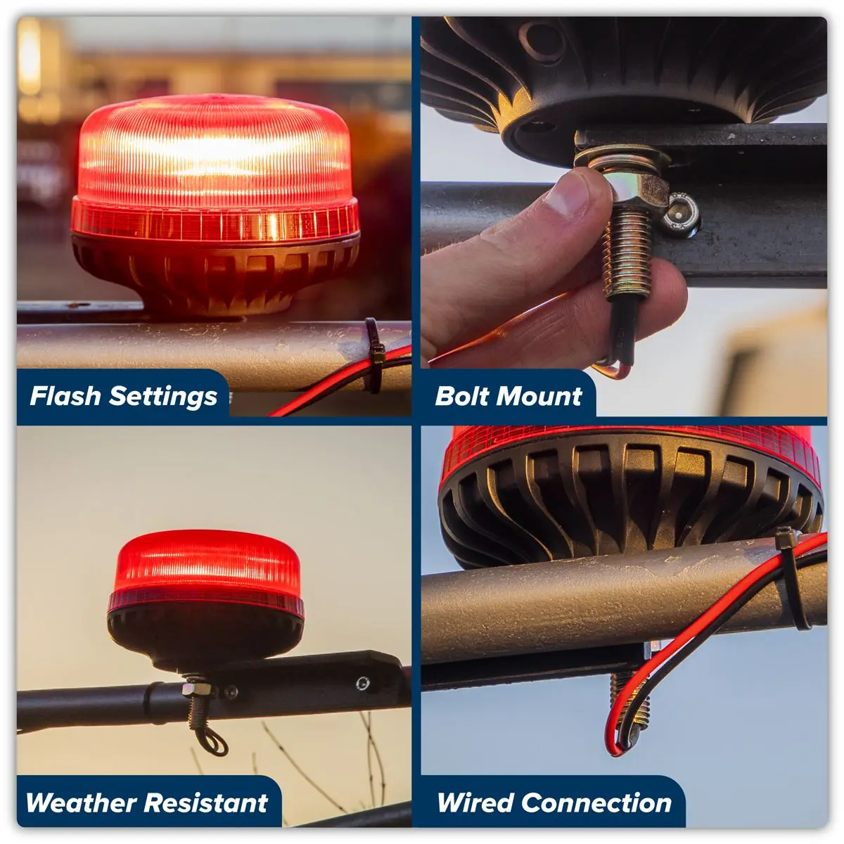 Sealey Warning Beacon SMD LED 12/24V 12mm Bolt Fixing - Red - Image 8