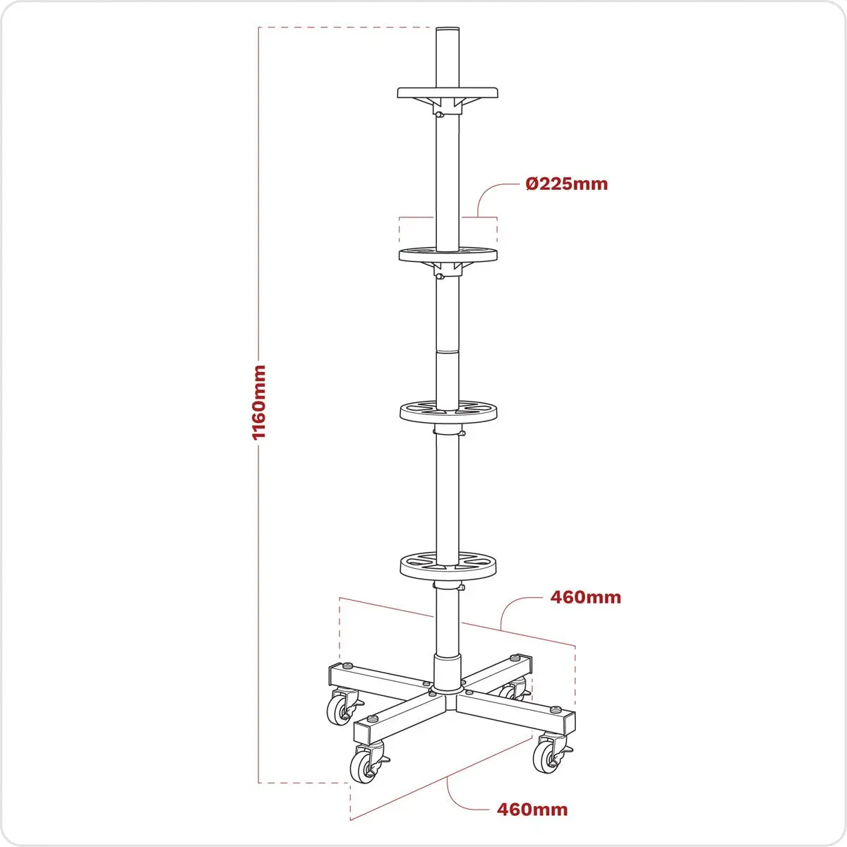Sealey Wheel Storage Trolley 100kg Capacity - Image 2
